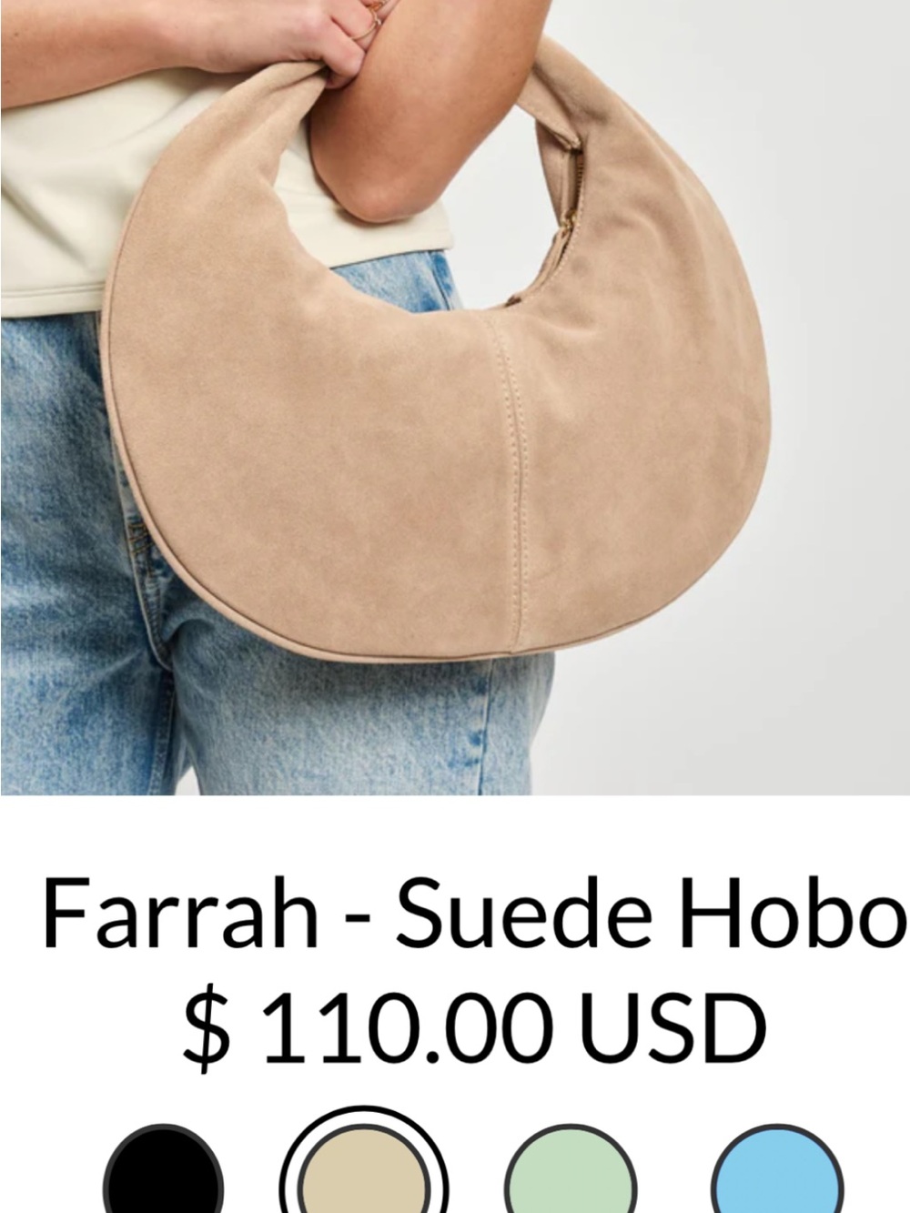Moda luxe Farrah style Suede Hobo Bag - tan NWT - Picture 4 of 11